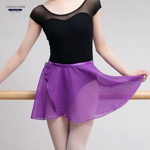 Scen Wear Ballet Costume Leotard för Chiffon Lace Up Gaze Kirt Performance Apron Gymnastics Tights Dress