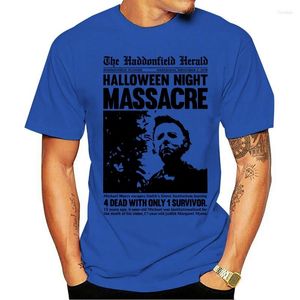 Camisa de camisetas masculinas 2023 Halloween Haddonfield Herald manchete t-shirt Massacre Horror Movie Michae Classic Tops Tee