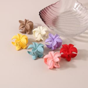 Fashion Solid Color Frangipani Hair Clips 4CM Claw For Hair Matte Flower Hair Claw Clamps Resin Ponytail Holder 2908