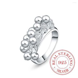 Cluster Ringe 2023 925 massives Sterlingsilber glatte Oberfläche Perlen Cocktail für Frauen Männer Größe 6 7 8 9 10 Mädchen Kinder Weihnachtsgeschenk