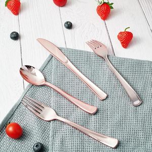 Dinnerware Sets 3pcs Disposable Cutlery Set Rose Gold Plastic Knives Forks And Spoons Portable Western Golden Tableware Kitchen Tools