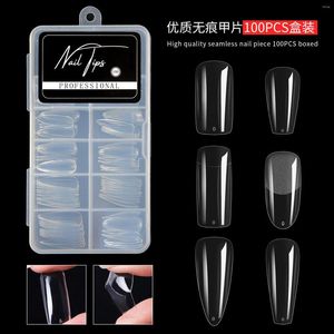 FALSE NAILS 100 Extension Nail Tips Acrylic Fake Finger UV Gel Polish Quick Building Mold Sculpted Full Cover Manicures Tools