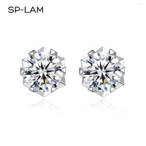 Stud Earrings 2023 Trend Korean Style For Women Luxury Moissanite Ear Rings Silver Shining White Gold Plated Snow Flower Shape