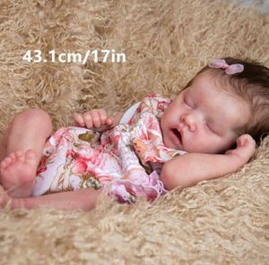 Reborn Babypuppe 17 Zoll lebensecht neugeborenes Mädchen Baby lebensecht Real Soft Touch Maddie mit handgewurzelten Haaren hochwertige Handarbeit AA9525387