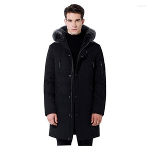 Erkekler Down Winter Fur Hood Pamuk Ceketler Erkekler Sıcak Kalın Kalite Uzun Katlar Erkek Günlük Palto Parkas