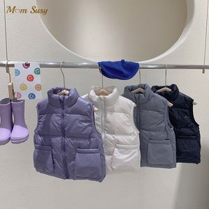 Waistcoat Fashion Baby Boy Girl Down Vest Winter Infant Toddler Child Warm Waistcoat Solid Zipper Outwear Thick Baby Clothes 1-7Y 230329