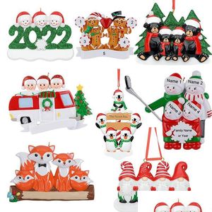 Christmas Decorations Personalized Family Resin Ornament 8 Styles Diy Name Xmas Tree Decoration Holiday Gifts Drop Delivery Home Gar Dhnjc