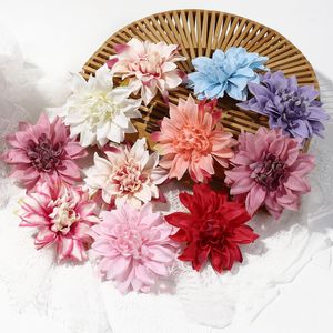 10 cm Pompon Head Fake Flower Silk Artificial Flowers for Bride Wedding Wall Flower Garden Decoration Diy Home Decor Cabeza de Pompon de Dalia de 10 cm