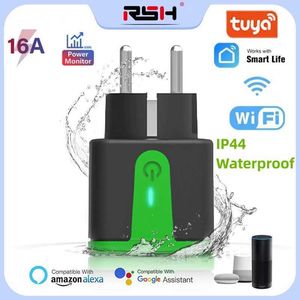 Sockets RSHenchufe inteligente con Wifi para exteriores dispositivo resistente al agua IP44 compatible con Smart Life Alexa Tuya UE 100240V 16A Z0327