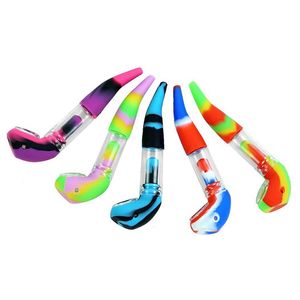 Wholesale Colorful Golf Style Pipes Silicone Herb Tobacco Oil Rigs Glass Ninehole Filter Bowl Portable Handpipes Smoking Cigarette Hand Holder Tube