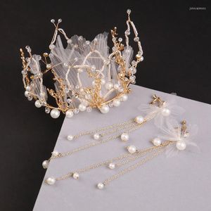 Cabeças elegantes Crystal Rhinestone Girl Headwears Crown Sets Sets Pearls Princess Head Band para o casamento de festas de aniversário de festas