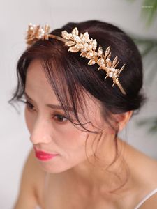 Kopfbedeckungen Gold Hochzeit Haarband Heiligkeit Vintage Blätter Kopfschmuck Braut Tiara Chic Zubehör Frauen Krone