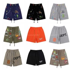 Mens Shorts American Fashion Brand Depts Hand-painted Splash Printing Pure Cotton Terry Fog High Street 5-point Casual Pants