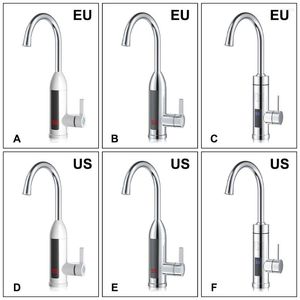 Torneiras de cozinha aquecedor de água elétrica 3000w Mistor frio Torneira LED LED Digital Display Basin Tap Substituição de lavagem de aquecimento rápido