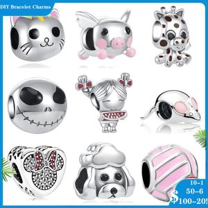 925 siver beads charms for pandora charm bracelets designer for women Giraffe Dog Cat Mouse Pig