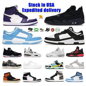 10A Toppkvalitet Låg SB Casual Shoe Lows Vit Svart Panda Sneakers Sneaker i äkta läder Sneaker Jumpman1 4s Basketskor Lager I USA Rush Shipping