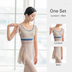 Stage Wear Embroidered Lotus Leaf Sleeve Dance Gymnastics Clothes Adult Women Body Quality Elegant Ballet Practice Leotards