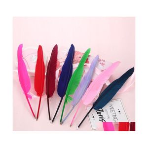 Bollpoint pennor 200 st Feather Quill Pen for Office Student Writing Signing School Supplies Home Decor Drop Leverans Business Industri Dhszy