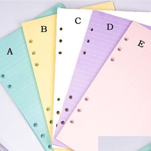 Pappersprodukter 5 färger A6 lösbladsprodukt Notebook-påfyllning Spiralpärm Index Fyllningspapper Innersidor Dagsplanerare Brevpapper Dhnwu