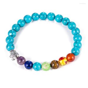 Fios de miçangas de miçangas elefante 7 Chakra Bracelet Men Healk Balance de 8 mm de reiki Buda Oração de ioga de pedra natural para joias femininas