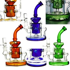 Tornado Recycler Hookahs Dab Oil Rig Klein Recyler Glass Bong Showehead Perc Bongs Heavy Base 14.5mm Female Joint Water Pipes 4mm Thickness