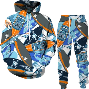 Männer und Frauen 3D-gedruckte bunte Trippy Weeds Freizeitkleidung Wolf Fashion Sweatshirt Hoodies und Hosen Trainingsanzug 001