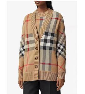 Maglione da donna Luxury Letter giacca cardigan cappotto maglione a righe larghe con scollo a V lavorato a maglia di media lunghezza