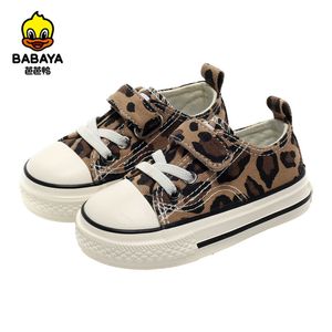 First Walkers Babaya Baby Girl Shoes Autumn Low Cut Leopard Fashion Wild Children Girls Baby Canvas Shoes 13 Year Old 230329