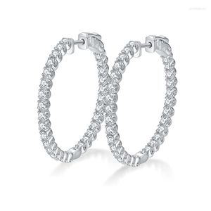 Creolen 1,56 ct 30 mm Moissanit für Damen 925 Sterling Silber 1,9 mm Labordiamant Huggie Pass mit Gra Ins