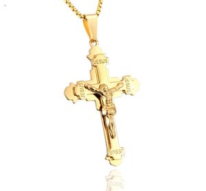 Silber Gold Jesus Anhänger Halskette Herren Edelstahl Kreuz Kruzifix Bibel Gebetskette Schmuck