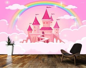 Papéis de parede Papel personalizado de Parede Castelo de Infantil de Princess Mural para o quarto Crianças Bordado papel de parede papel de parede