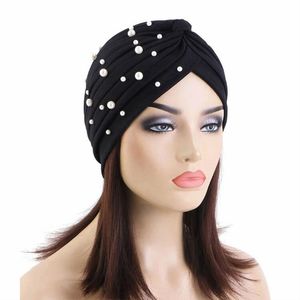 Solid Folds Pearl muzułmanin indyjski szalik turbanowy kobiety islamski wewnętrzny hidżab czapki arabskie głowica femme mułman turbante mjer