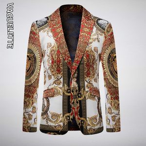 남자 양복 블레이저 vaguelette mens 드레스 슈트 재킷 고급 디자이너 의류 인쇄 슬림 한 파티 웨딩 블레이저를위한 230329