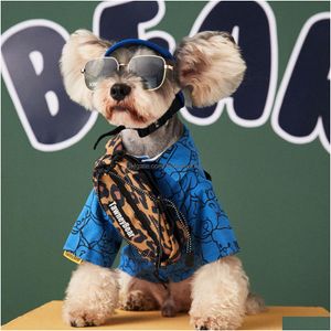 犬のアパレルハイナームペットサプライズ犬服のシャツプリントトレンディショートテディキャットレッグウェアミディアムパピー服ドロップデリバリーho dhmy6
