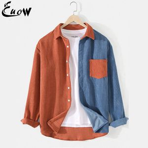 Herrjackor EUOW Fashion Autumn Winter Korean Jacket Män kontrast LAPEL European American Corduroy Jacket Casual Men Clothing 230329