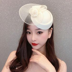 Headpieces Vintage Wedding Accessories Bridal Hat Party Women Flower Bow