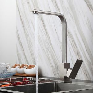 Kitchen Faucets Faucet Deck Mounted Mixer Tap 360 Degree Rotation And Cold Water Sink Stream Sprayer Head