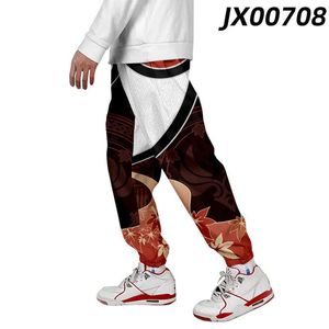 Calças masculinas Genshin Impact Kaedehara Kazuha 3D Pants esportes de esportes legais homens calças de chegada direta Streetwear 230329