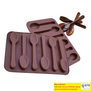 Silicone antiaderente Decorazione torta fai da te Stampo 6 fori Forma di cucchiaio Stampi per cioccolato Jelly Ice Baking Mold Stampi per caramelle 3D Strumenti DBC
