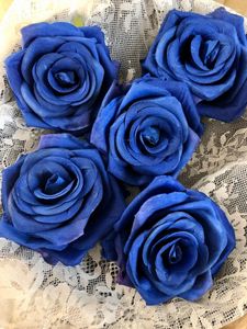 Dekorativa blommor 10st Royal Blue Artificial Rose Head Wholesale Silk Fake Flower For Wedding Bouquet Home Decoration