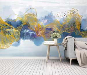 壁紙EST 3D/8Dモダンな抽象ライン壁紙リビングルームの壁の装飾のための3D壁