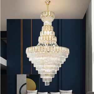 Europejskie luksusowe kryształowe lampy żyrandolowe LED American Modern żyrandelierki światła Oprawa luksusowe domowe loft schody drogi hall lobby lamparas lamparas