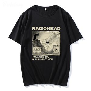 Mens Tshirts Radiohead T Shirt Rock Band Vintage Hip Hop Jag kommer att se dig i nästa liv unisex musik fans trycker män kvinnor tees kort ärm 230329