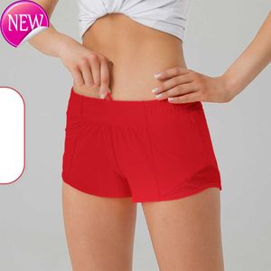 Women's Tracksuits lu-248 Womens Sport Shorts Casual Fitness Hotty Hot Pants for Woman Girl Workout Gym Running Sportswear with Zipper Pocket Quick Drying MeshESS