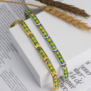 Bangle G&D 2023 Arrival Stainless Steel Jewelry Green And Yellow Color Orula Bracelet Mix Beads Unisex For Women/Men Gift