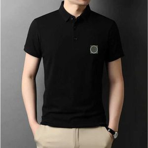 a1 brand stone jacket polos island Summer Classic Solid Mercerized Cotton Polo Shirt Men's Short Sleeve Stone T-shirt Is land Casual Versatile Top
