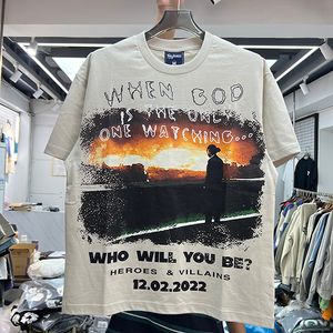 Футболки с бежевыми футболками мужские негабаритные рубашки Suprior Printed Us Size Tshirts Real Pics 23FW