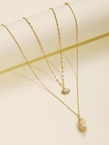 Colares de pingentes de moda fofa de casca dupla e colar de concha para mulheres garotas de joias de joalheria Acessório de presente de aniversário