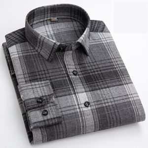 Męskie koszule w kratę Flanel Flannel Casualne koszule dla mężczyzn jesienne zima długie rękawy regularne dopasowanie