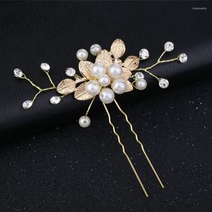 Copricapo Decorazioni per matrimoni Forcina per capelli Foglia dorata Disco di perle Ornamento per capelli Accessori per diadema